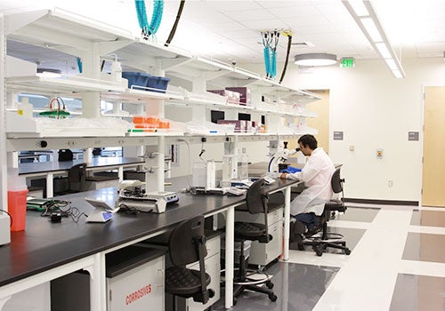 The ECU School of Dental Medicine Research Center was opened in 2016 to provide 15,000 square feet of laboratory space for approximately 13 principal investigators and associated students.